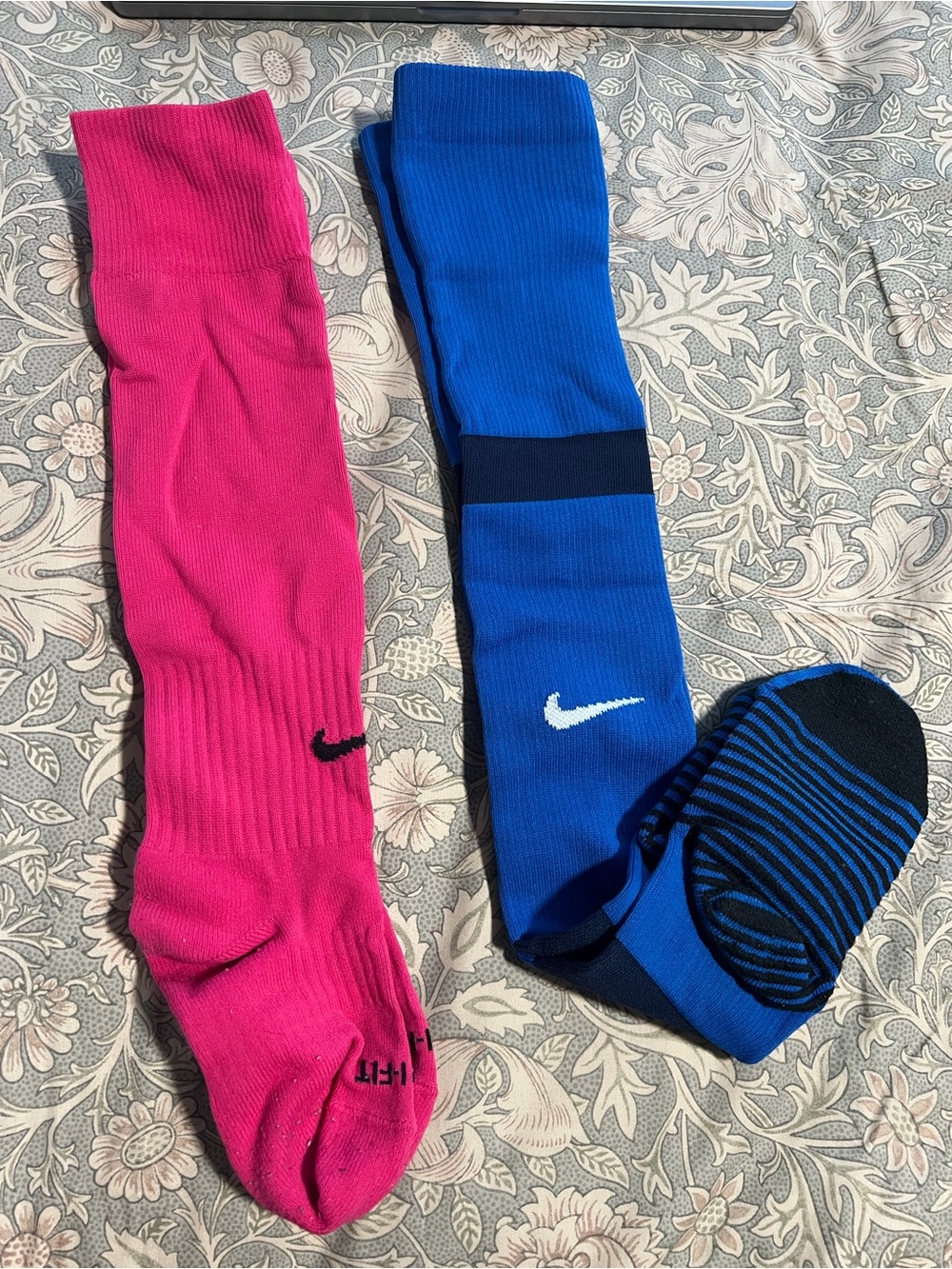 Nike Two-Pair Athletic Crew Socks in Pink and Blue 3-5yrs